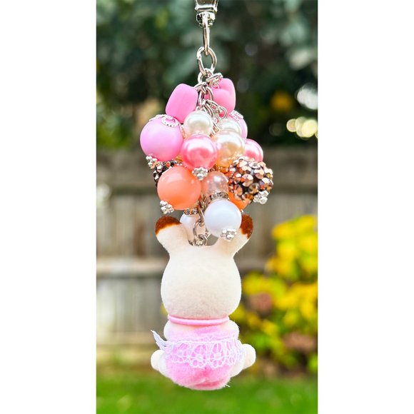 Calico Critters Pink Baby Bunny Keychain Purse Bag Charm - Picture 7 of 7